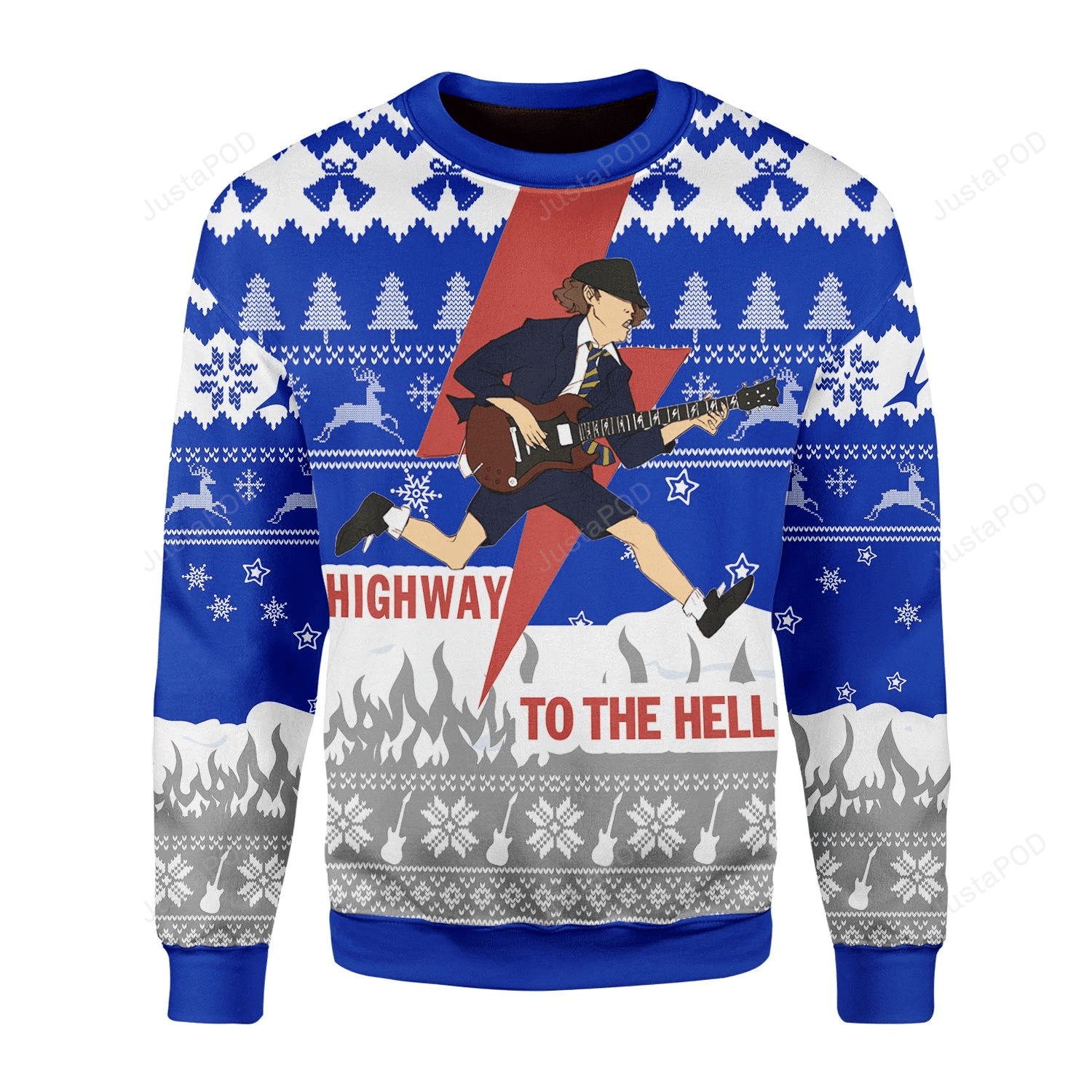 Highway To The Hell Ugly Christmas Sweater Adult 3D Funny Matching for family
