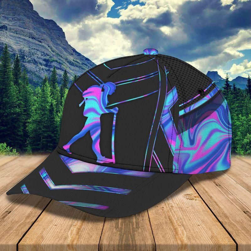 Hiking Girl Holographic Classic Cap Baseball Cap Trucker Hats Custom Hats Gifts For Men & Women