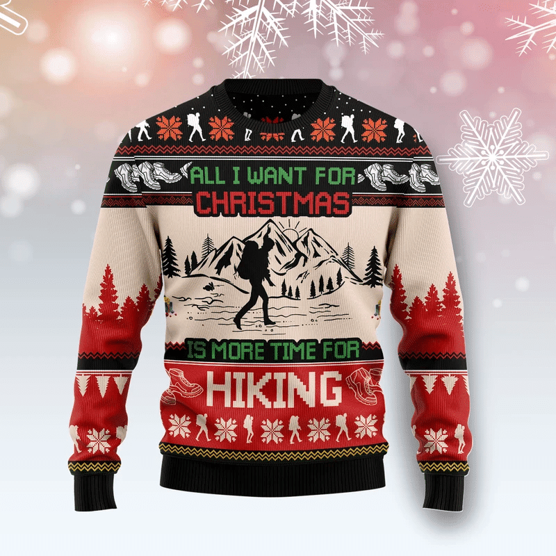 Hiking Ugly Christmas Sweater Adult 3D Funny Matching for family