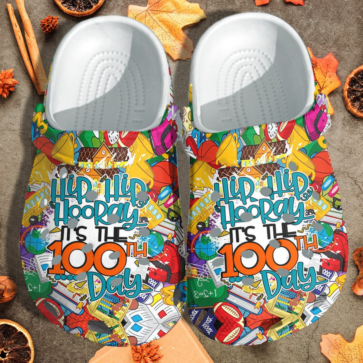 Hip Hip Hoooray 100Th Day Shoes Crocbland Clog Gift