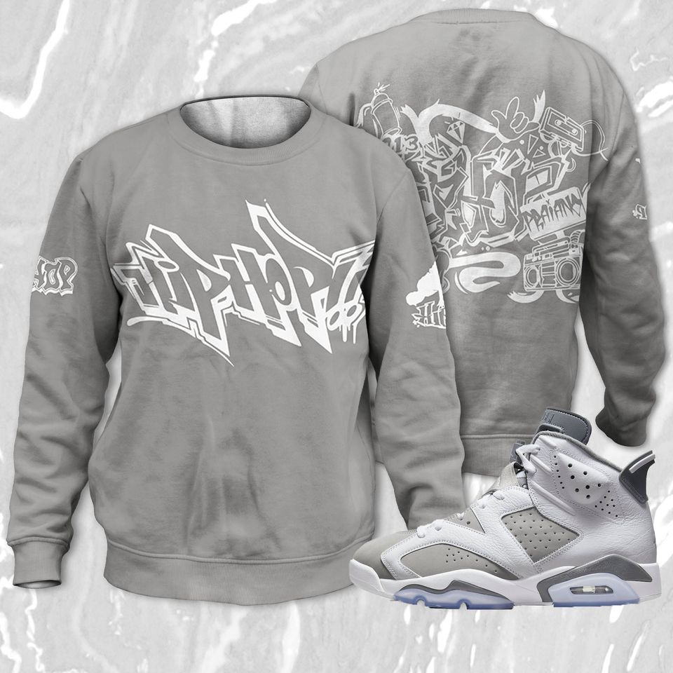 HIP HOP graffiti 3D Color Sweatshirt Match Jordan 6 Cool Grey