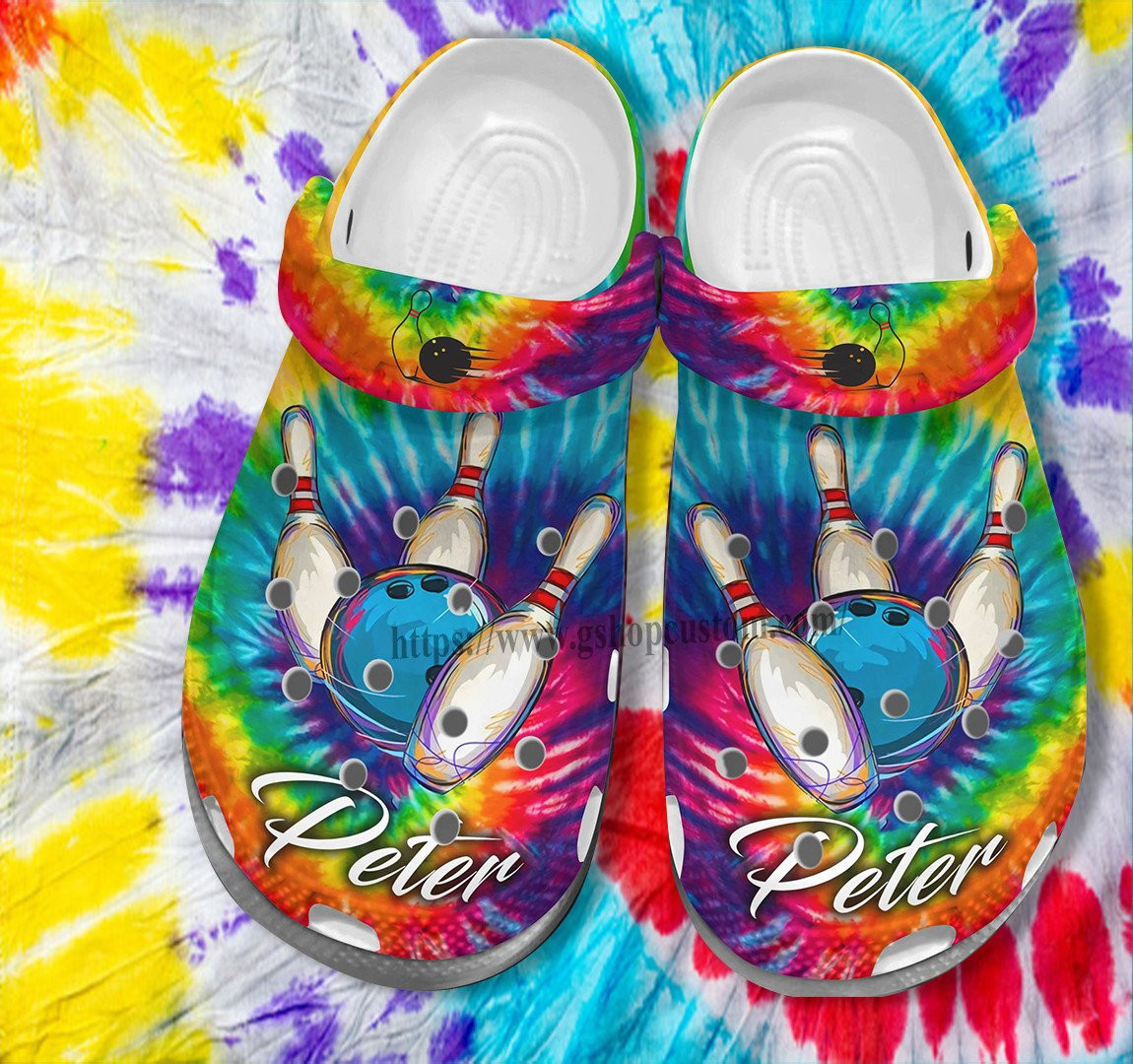 Hippie Bowling Team Shoes For Men Women- Rainbow Bowling Shoes Croc Clogs Customize Name