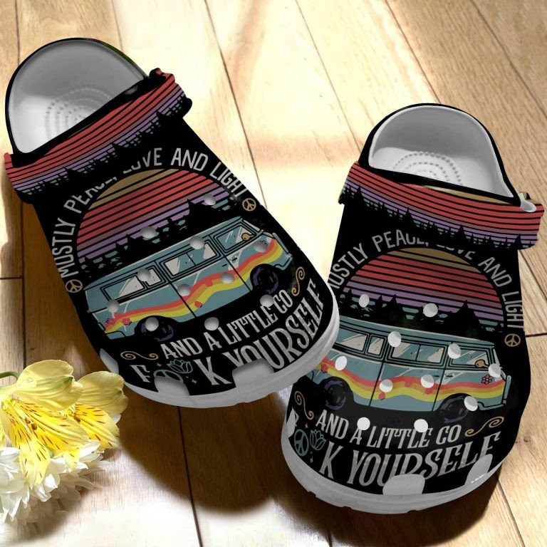 Hippie Bus A Little Go Clogs Shoes Gift For Holiday