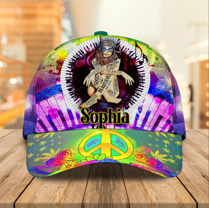 Hippie Cap, Personalized Hippie 3D Classic Cap for Men, Women, Custom Name Hat for Boy, Girl, Hippie Lovers Trucker Hats Custom Hats Gifts For Men & Women
