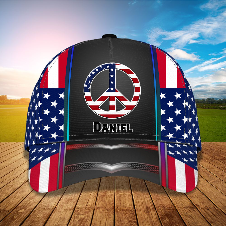 Hippie Cap, Personalized Hippie 3D Classic Cap for Men, Women, Custom Name Hat for Boy, Girl, Hippie Lovers Trucker Hats Custom Hats Gifts For Men & Women