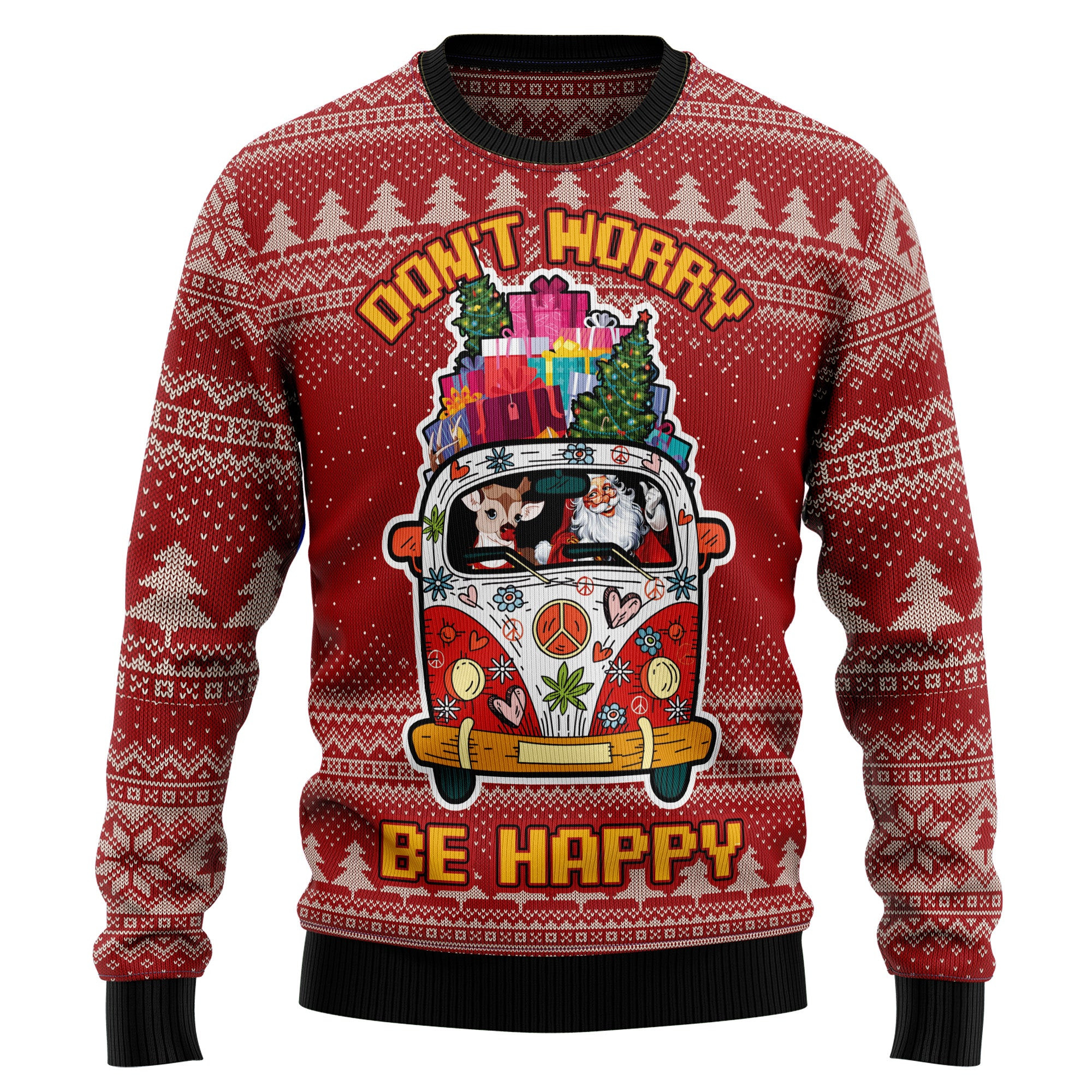 Hippie Car Ugly Christmas Sweater