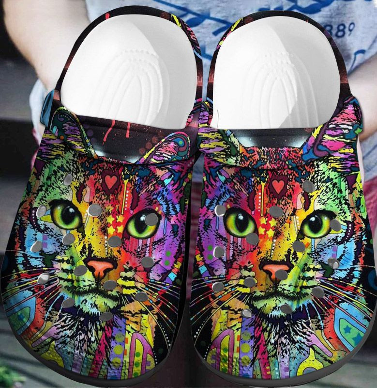Hippie Colorful Cat Custom Shoes Outdoor Shoe