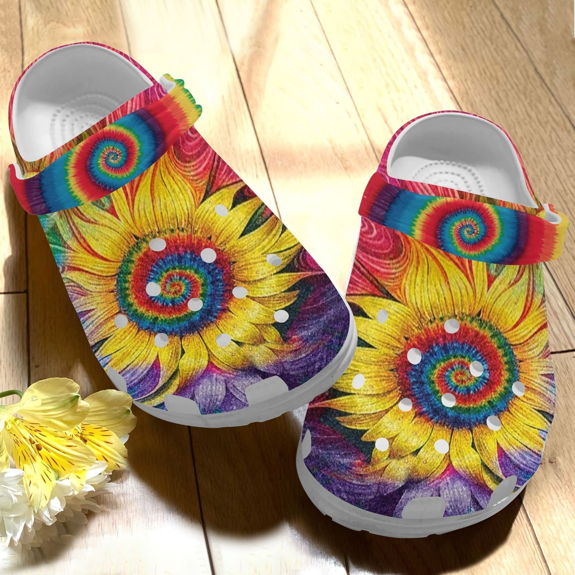 Hippie Cute Sunflower Shoes Crocbland Clogs Gifts For Mother Day