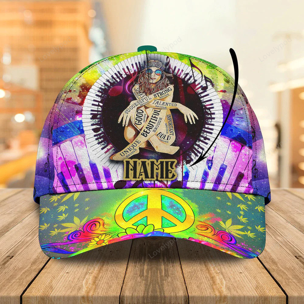 Hippie Dog Personalized Hippie Cap - Dog and Her 3D Cap for Hippie Lovers Trucker Hats Custom Hats Gifts For Men & Women