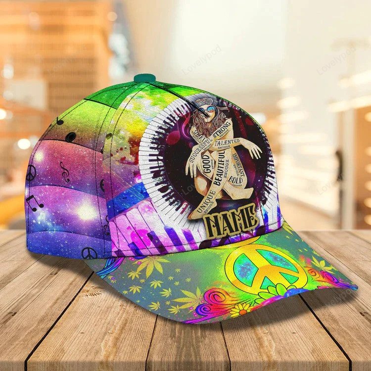 Hippie Dog Personalized Hippie Cap - Dog and Her 3D Cap for Hippie Lovers Trucker Hats Custom Hats Gifts For Men & Women