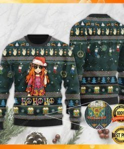 Hippie Girl Ho Ho Ho Ugly Christmas Sweater Adult 3D Funny Matching for family