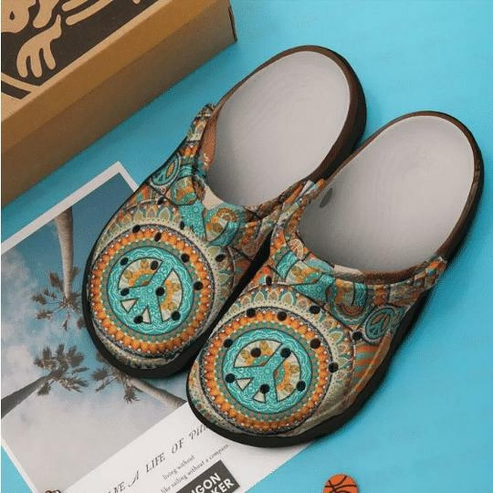 Hippie Happy Peace Personalized 202 Gift For Lover Rubber clog Shoes Comfy Footwear