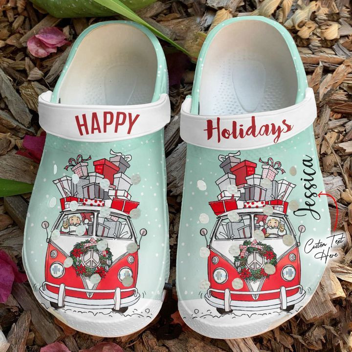 Hippie - Hippie Personalized Happy Holidays clog Shoes For Men And Women
