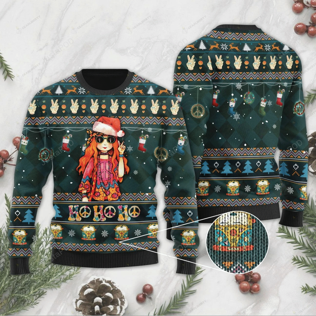Hippie Lovers Ugly Christmas Sweater Adult 3D Funny Matching for family
