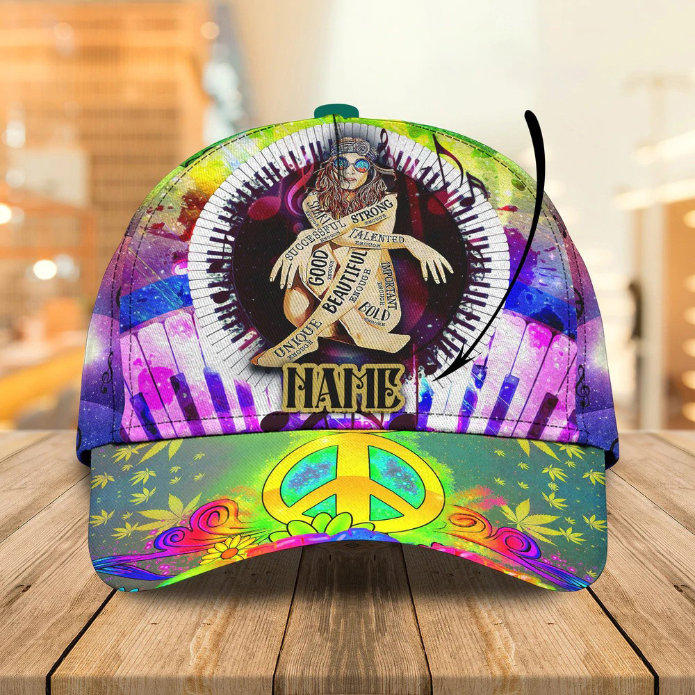 Hippie Music Personalized Hippie Cap 3D Classic Cap for Hippie Lovers for Girls Trucker Hats Custom Hats Gifts For Men & Women
