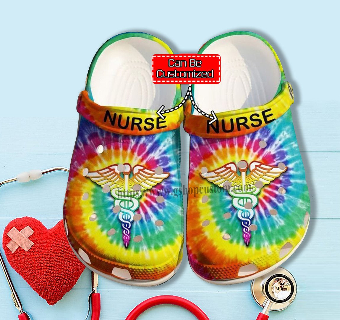 Hippie Nurse Rainbow Color Shoes Gift Women Girl - Nurse Peace Hippie Shoes Croc Clogs Customize