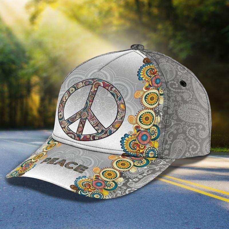 Hippie Peace Graphic Grey Classic Cap Baseball Cap Trucker Hats Custom Hats Gifts For Men & Women