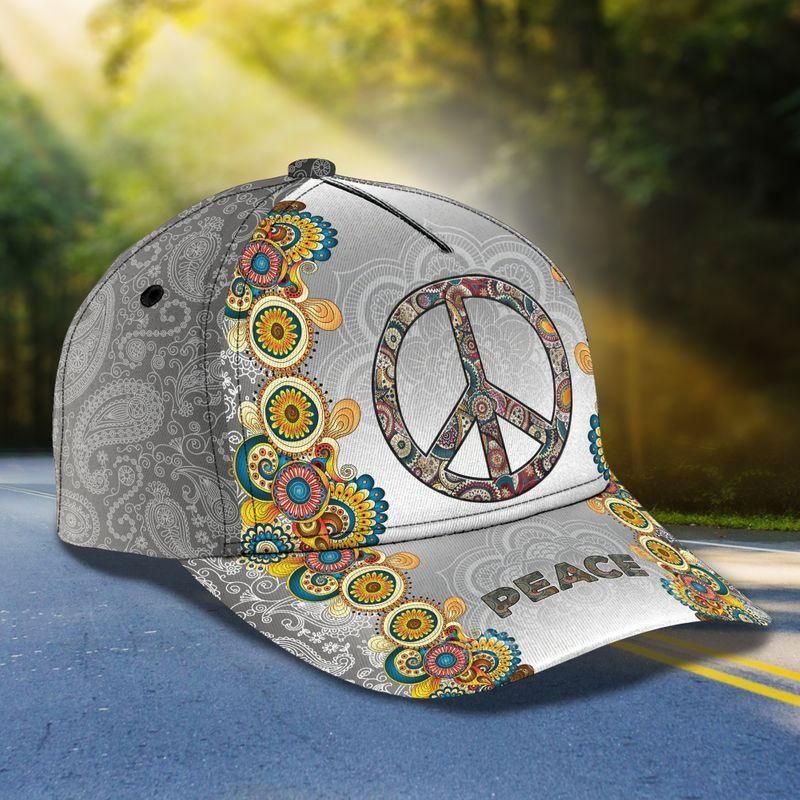 Hippie Peace Graphic Grey Classic Cap Baseball Cap Trucker Hats Custom Hats Gifts For Men & Women