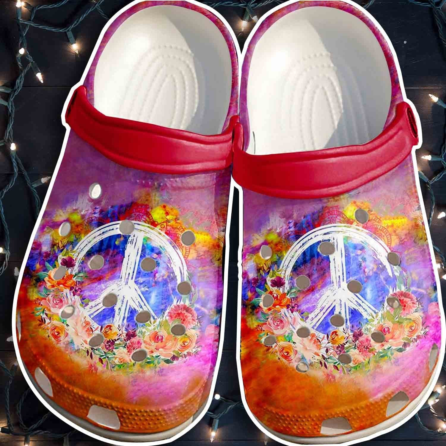 Hippie Peace Sign Symbol Shoes Crocbland Clogs Gifts For Daughter