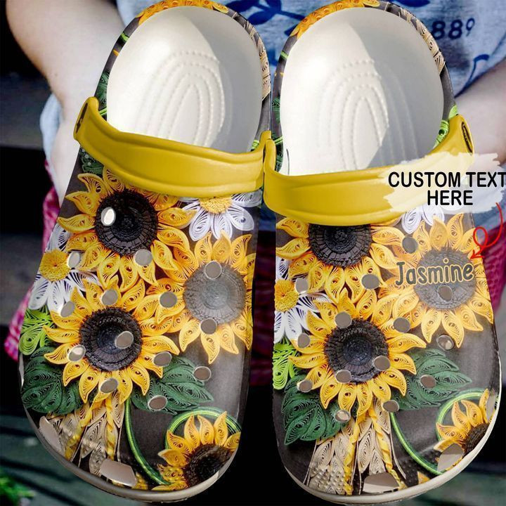 Hippie Personalized Sunflower Art clog Shoes