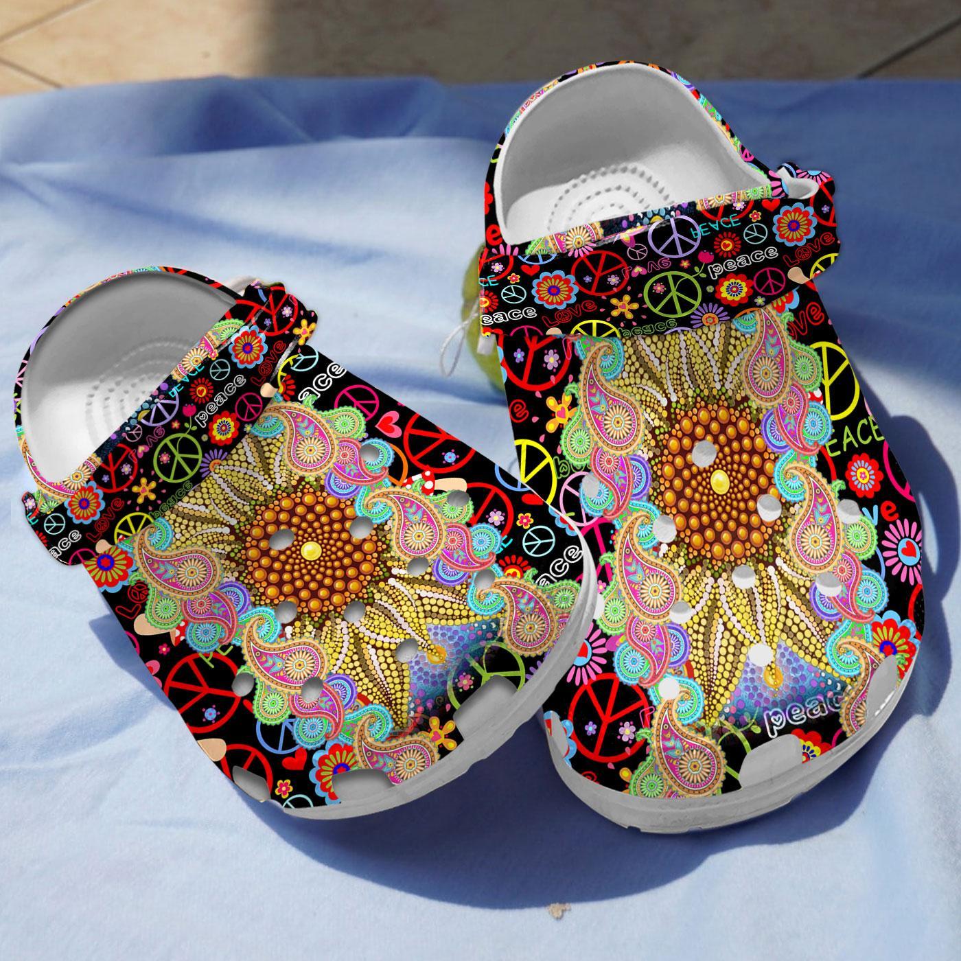 Hippie Soul Crocs Crocband Clogs Shoes Comfortable For Men Women and Kids