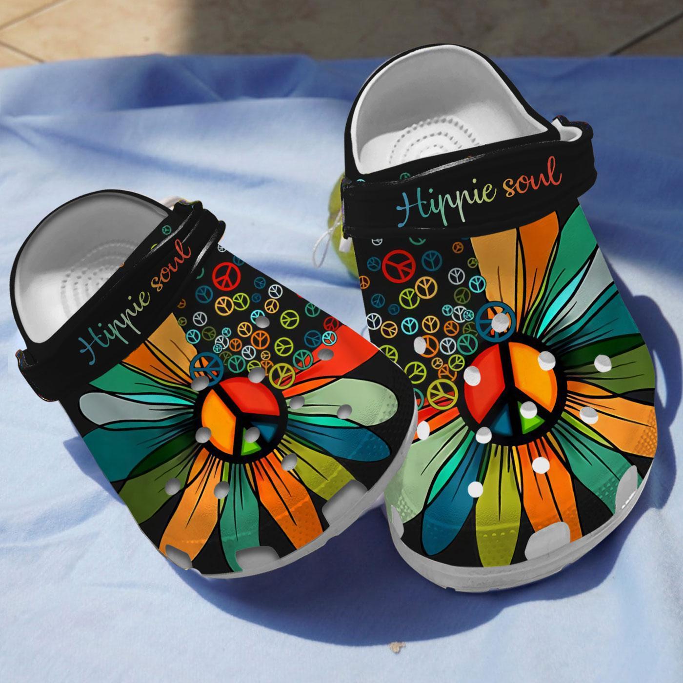 Hippie Soul Crocs Crocband Clogs Shoes Comfortable For Men Women and Kids