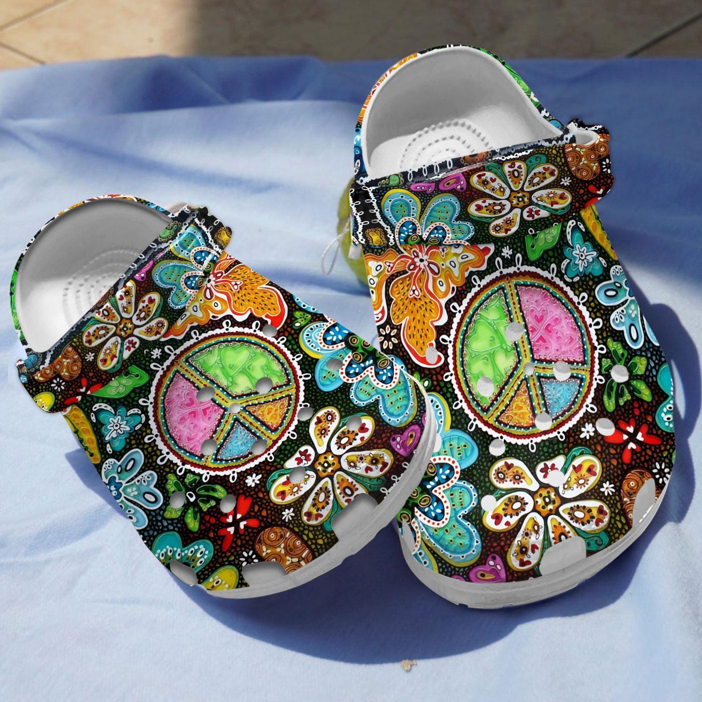 Hippie Soul Crocs Crocband Clogs Shoes Comfortable For Men Women and Kids