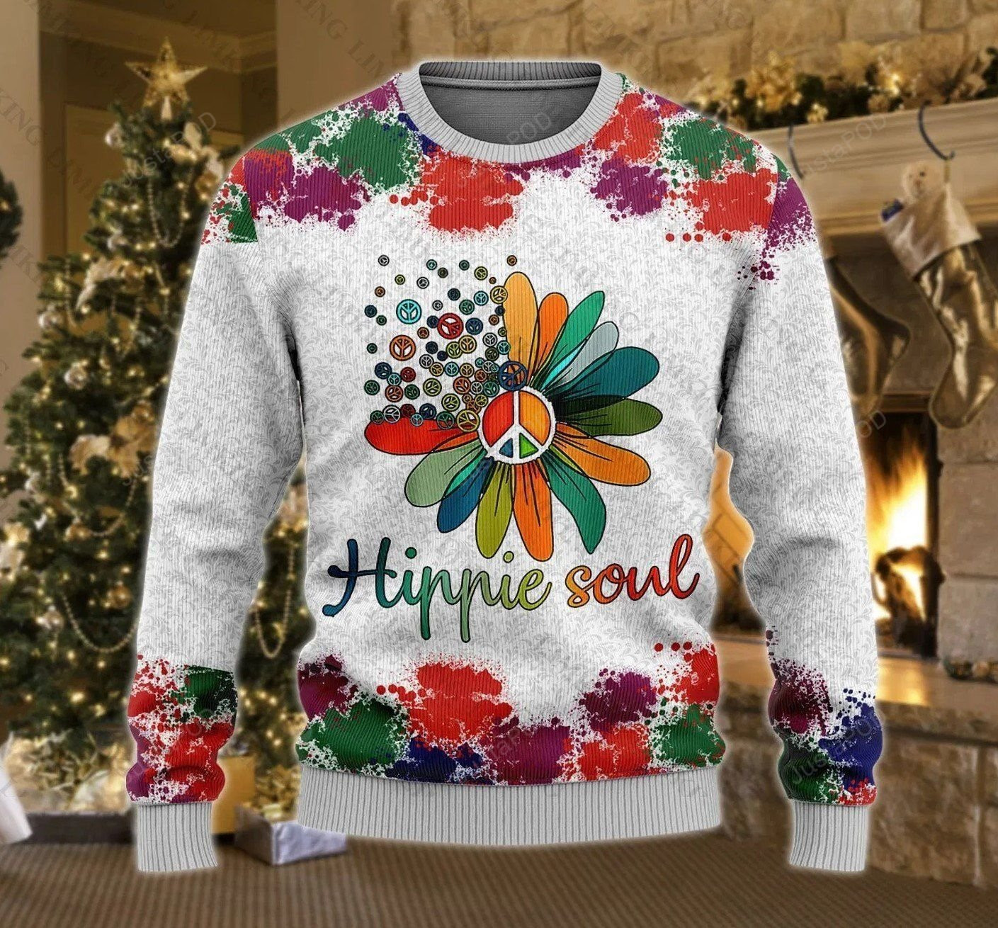 Hippie Soul Ugly Christmas Sweater Adult 3D Funny Matching for family