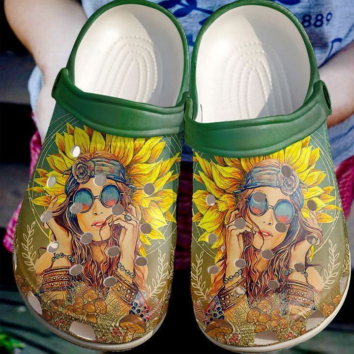 Hippie Sunflower Girl Classic Clogs Shoes