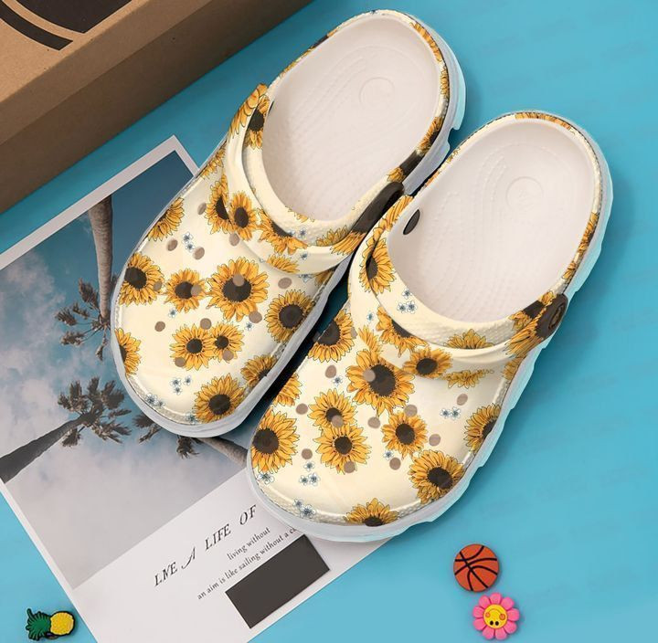 Hippie Sunflower Pattern Rubber clog Shoes Comfy Footwear