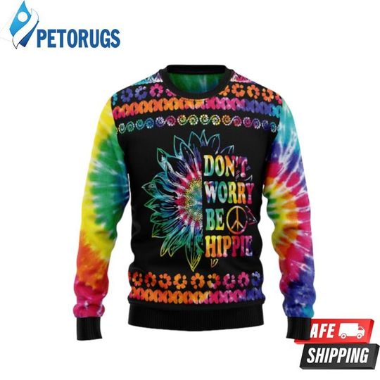 Hippie Tie Dye Color Ugly Christmas Sweaters - Image 2