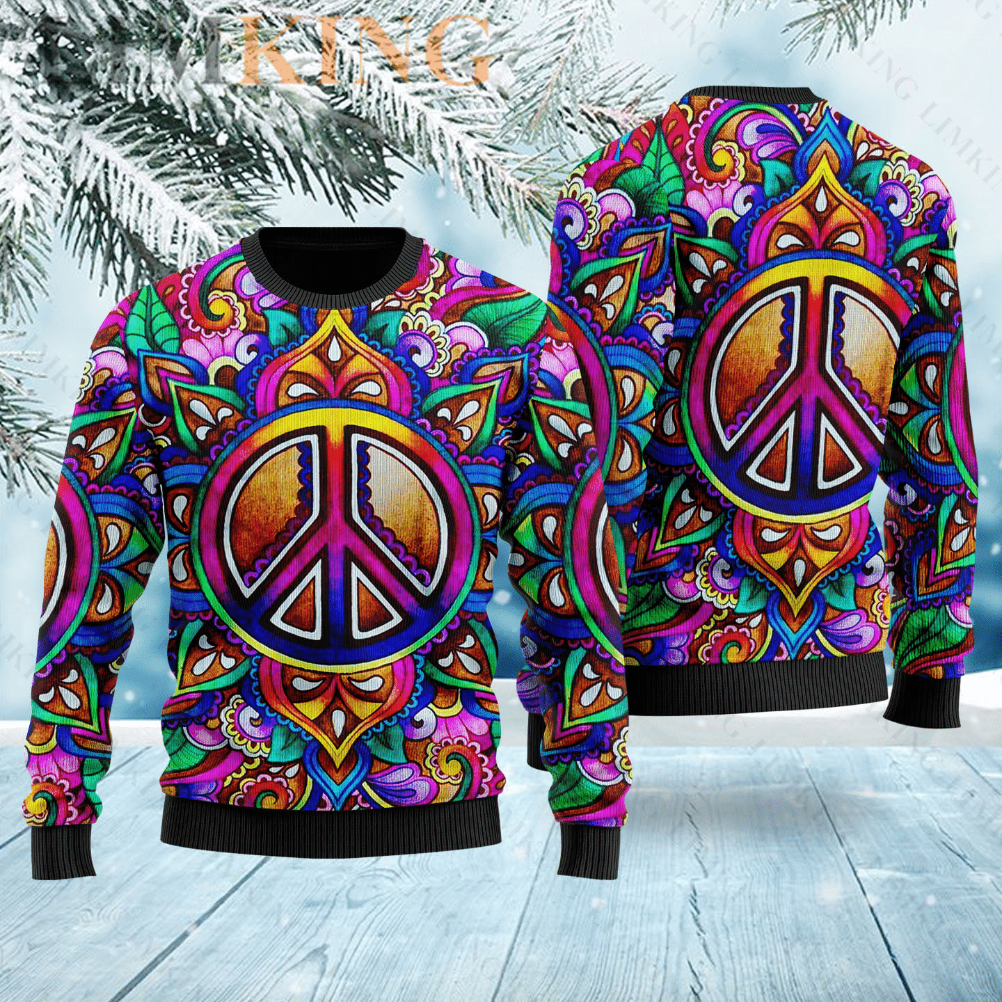 Hippie Ugly Christmas Sweater Adult 3D Funny Matching for family