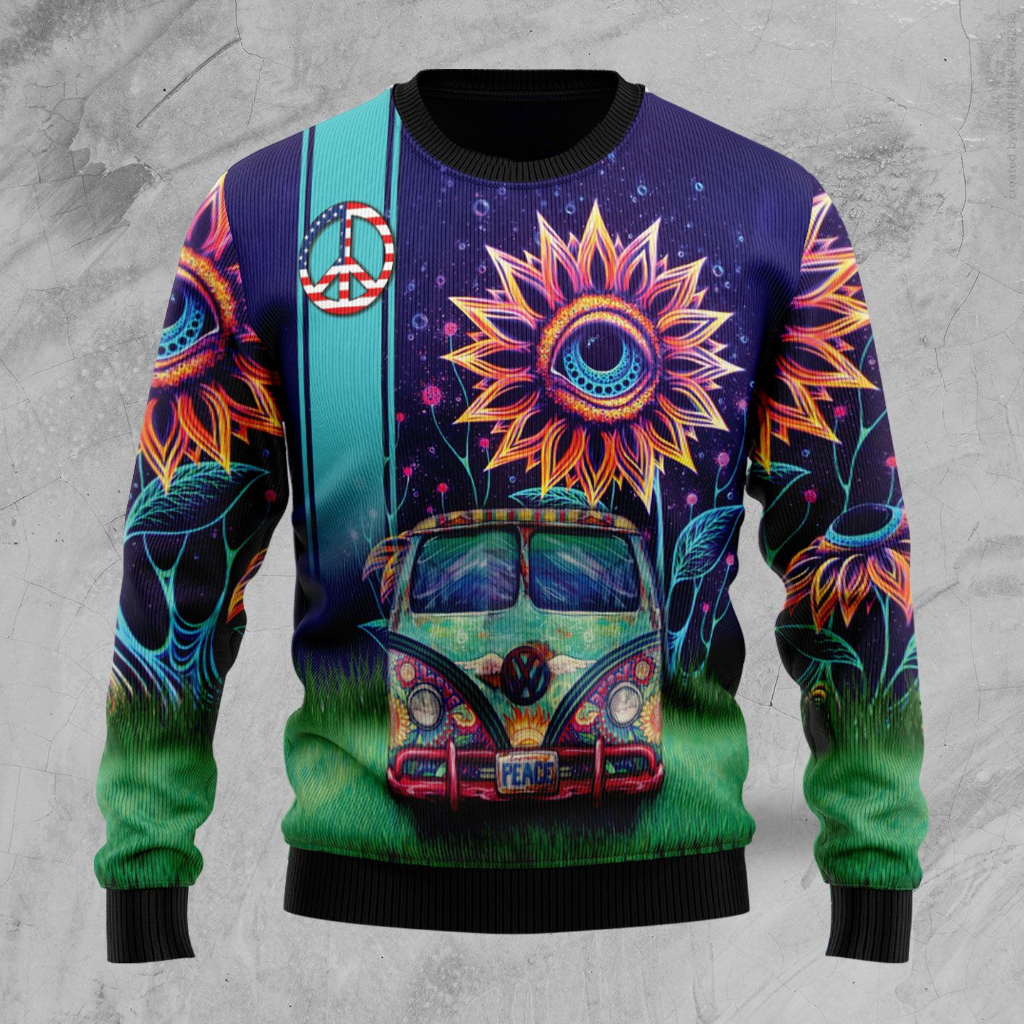 Hippie Ugly Christmas Sweater Adult 3D Funny Matching for family