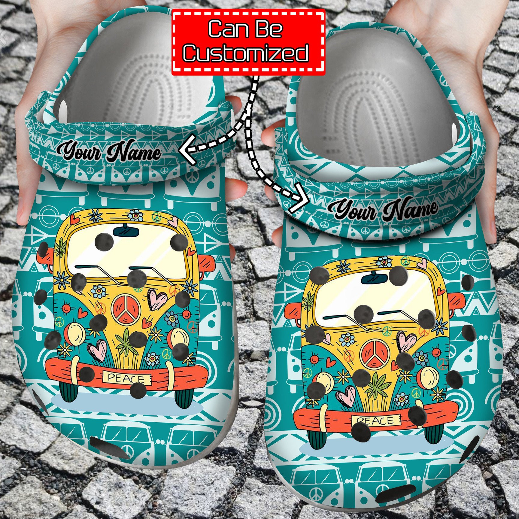 Hippie Van Personalized clog Shoes Hippie