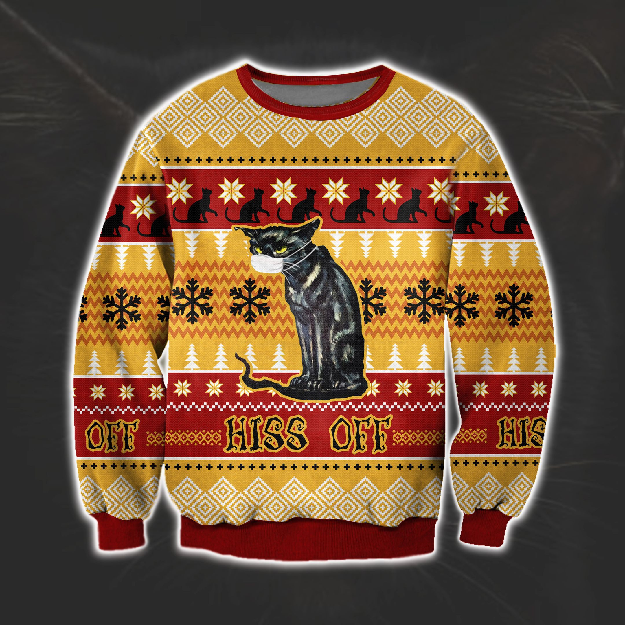 Hiss Off Cat 3D All Over Print Ugly Christmas Sweater Adult 3D Funny Matching for family