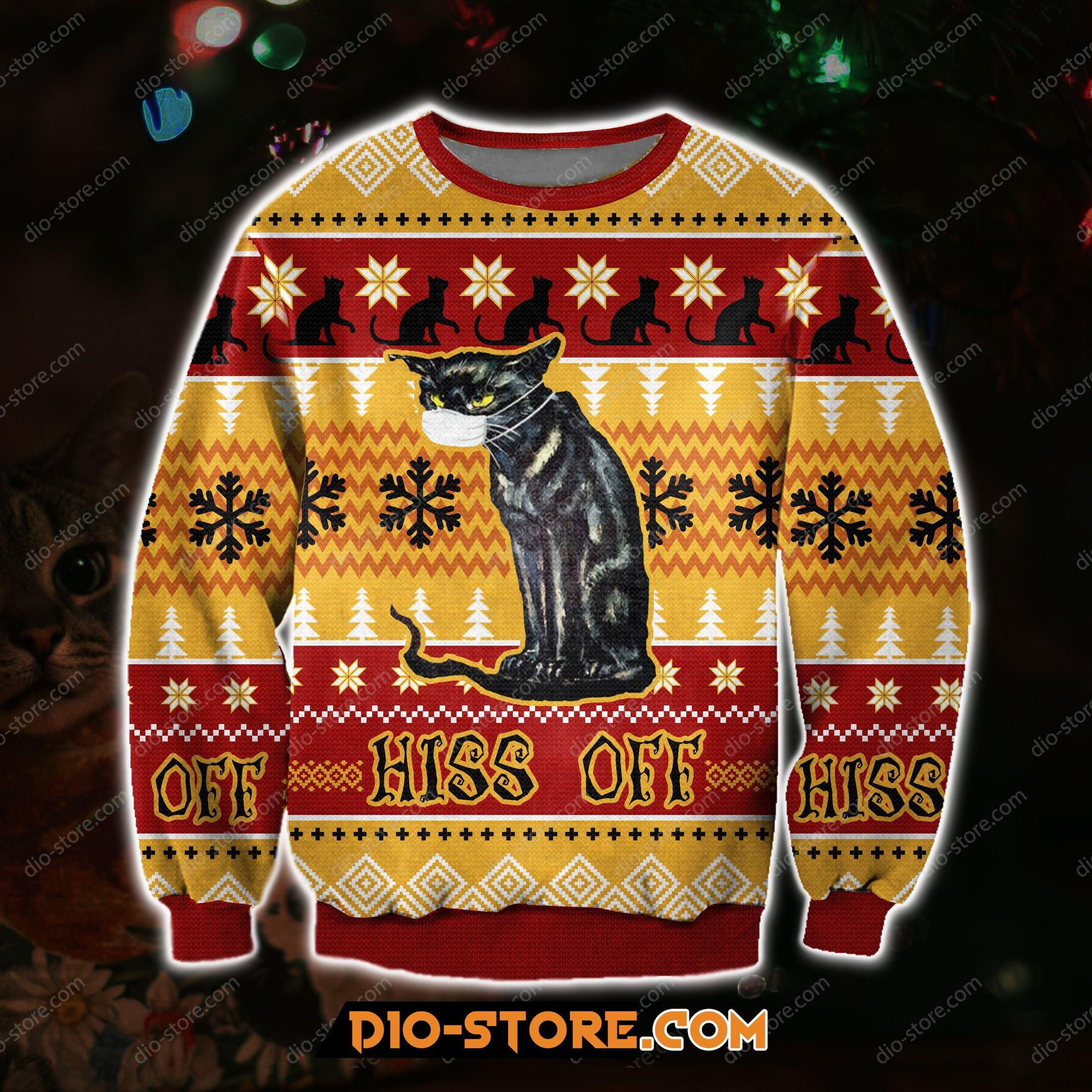 Hiss Off Cat For Unisex Ugly Christmas Sweater Adult 3D Funny Matching for family