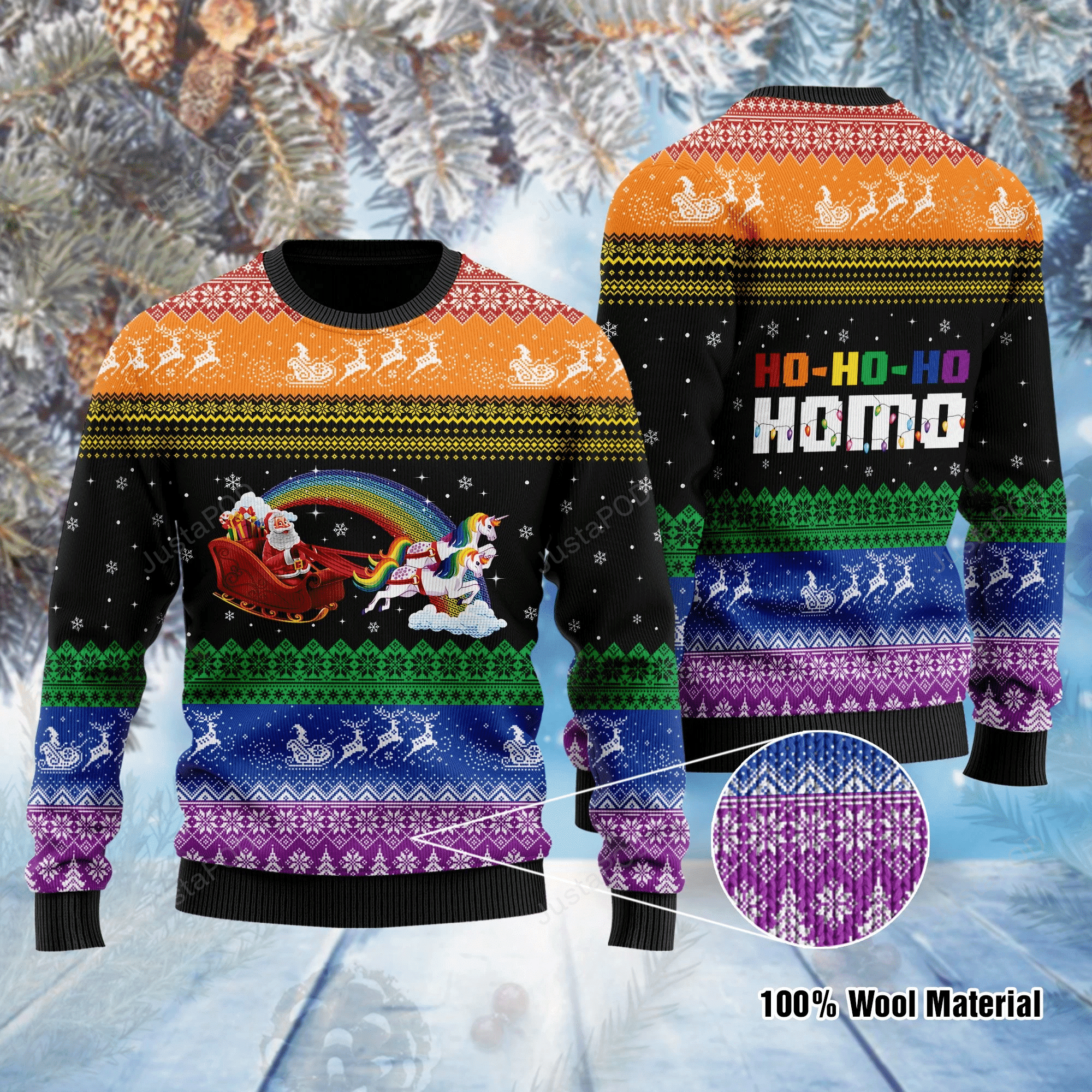 Ho-Ho-Ho Homo Gay Ugly Christmas Sweater Adult 3D Funny Matching for family