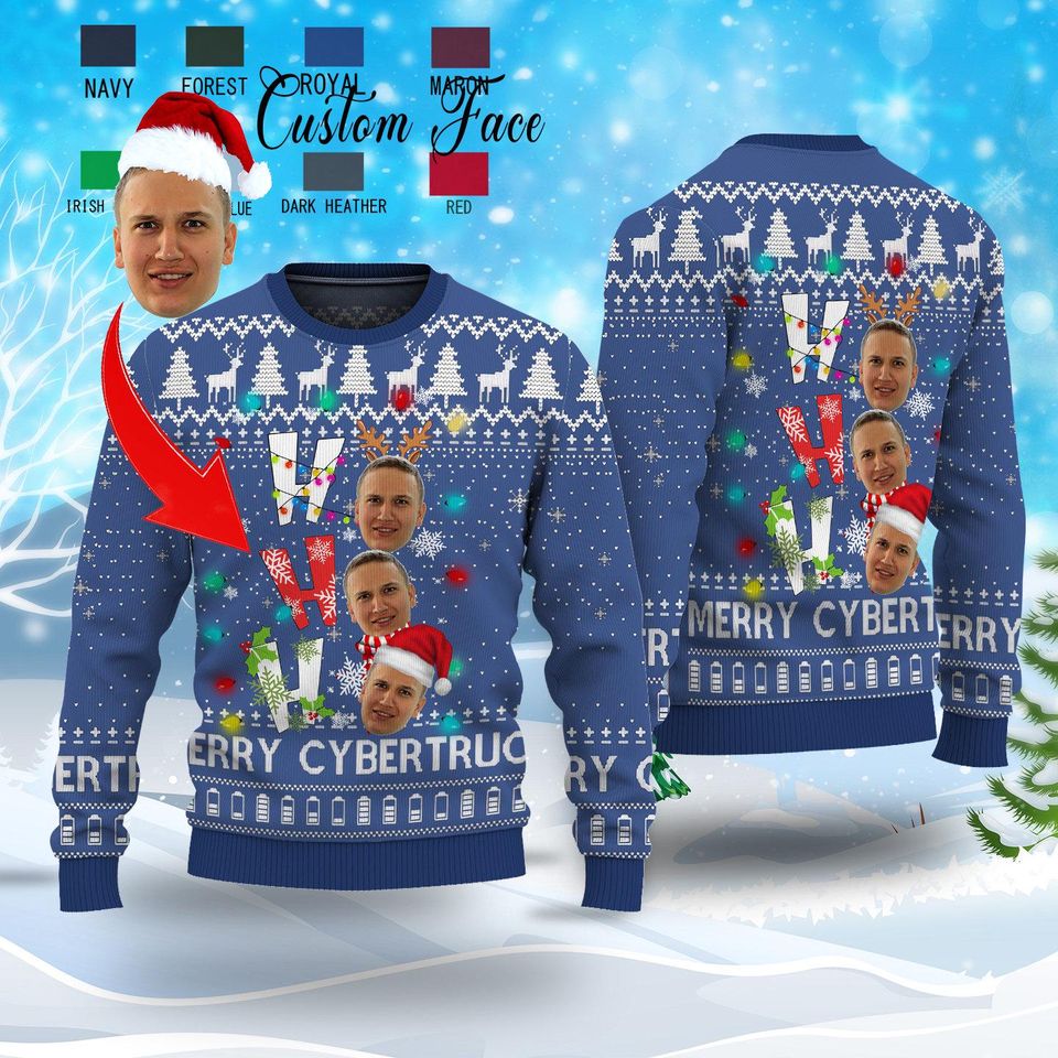 Ho Ho Ho Personalized Ugly Christmas Face Sweater