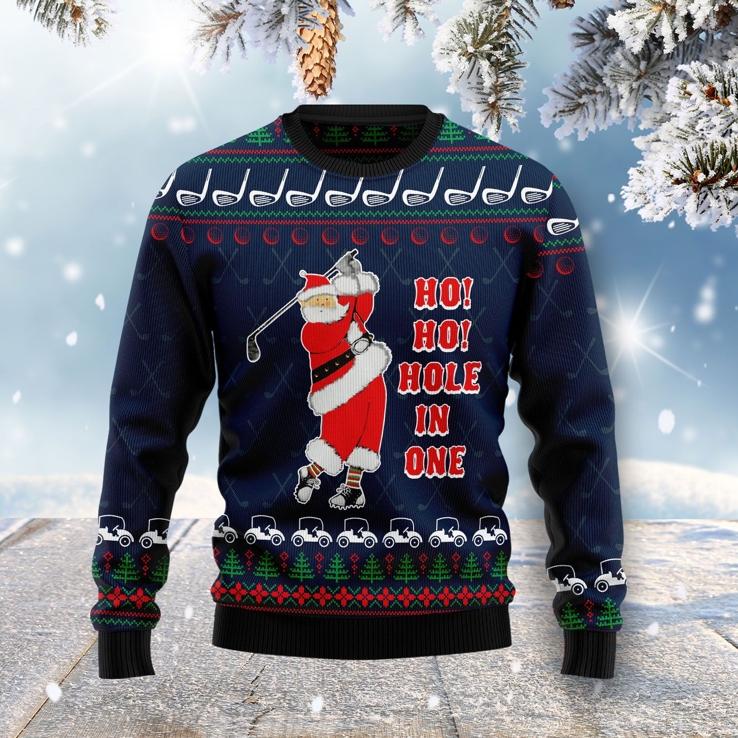 Ho Ho Hole In One Ugly Christmas Sweater Adult 3D Funny Matching for family