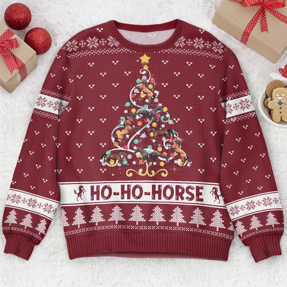 Ho Ho Horse Funny Christmas Tree - Personalized Ugly Sweater