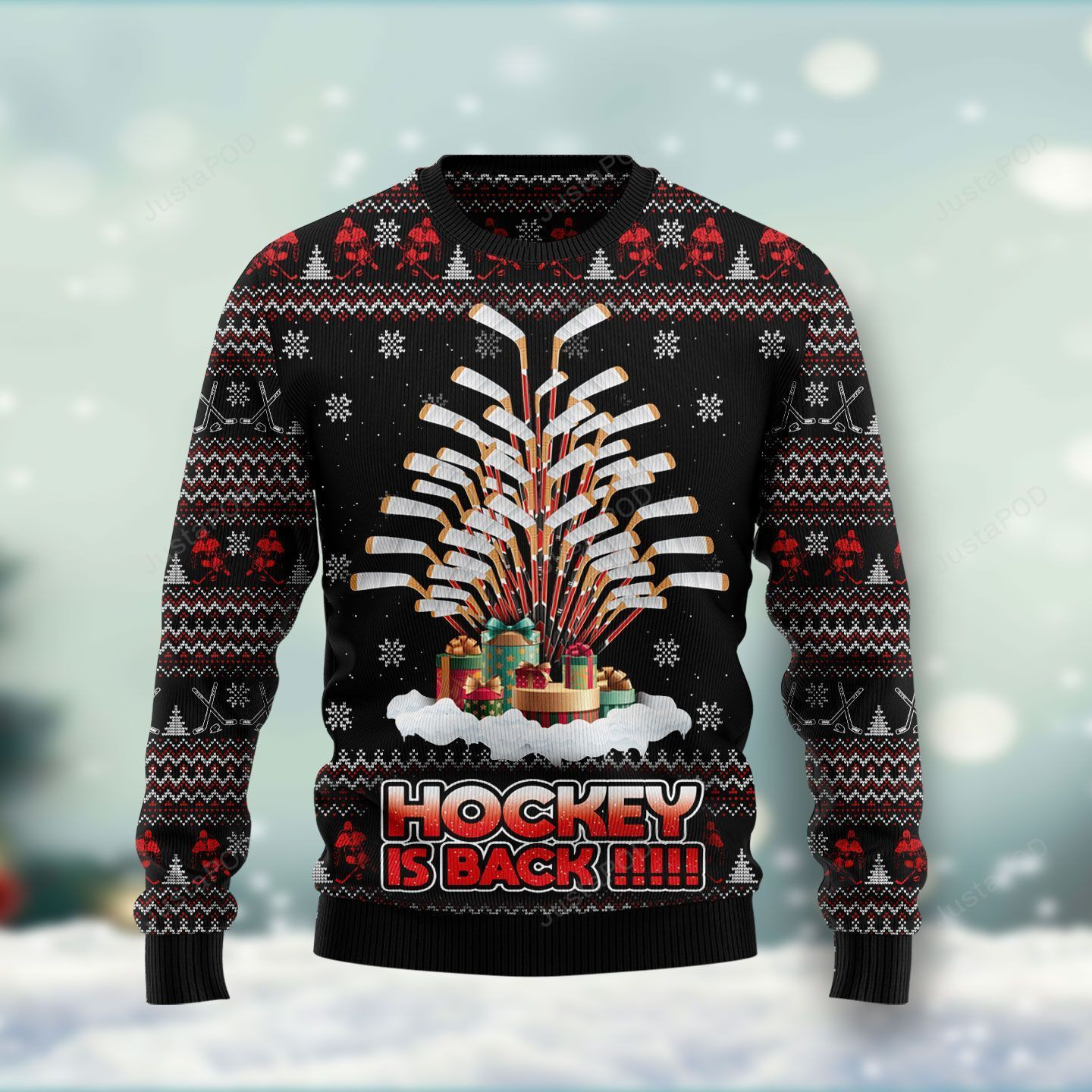 Hockey Is Back Ugly Christmas Sweater Adult 3D Funny Matching for family