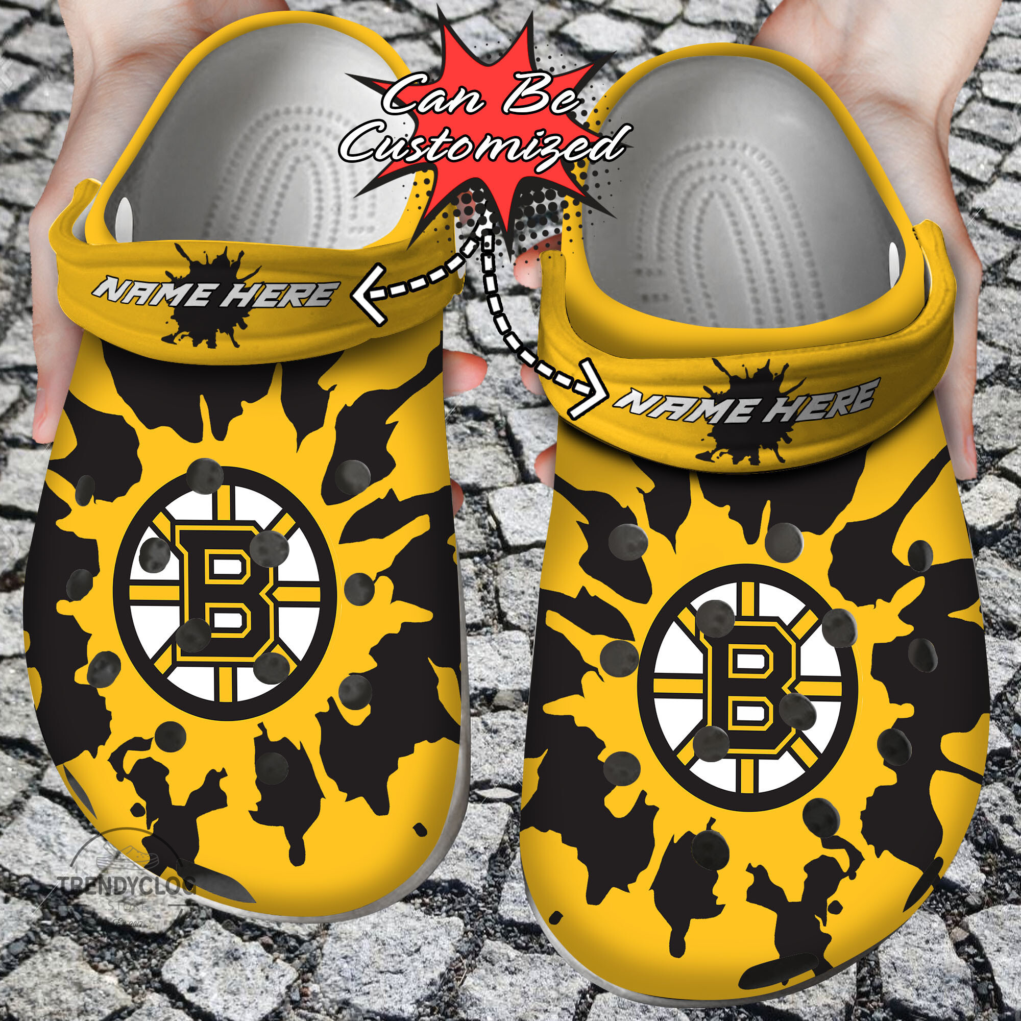 Hockey Personalized BBruins Color Splash Clog Shoes