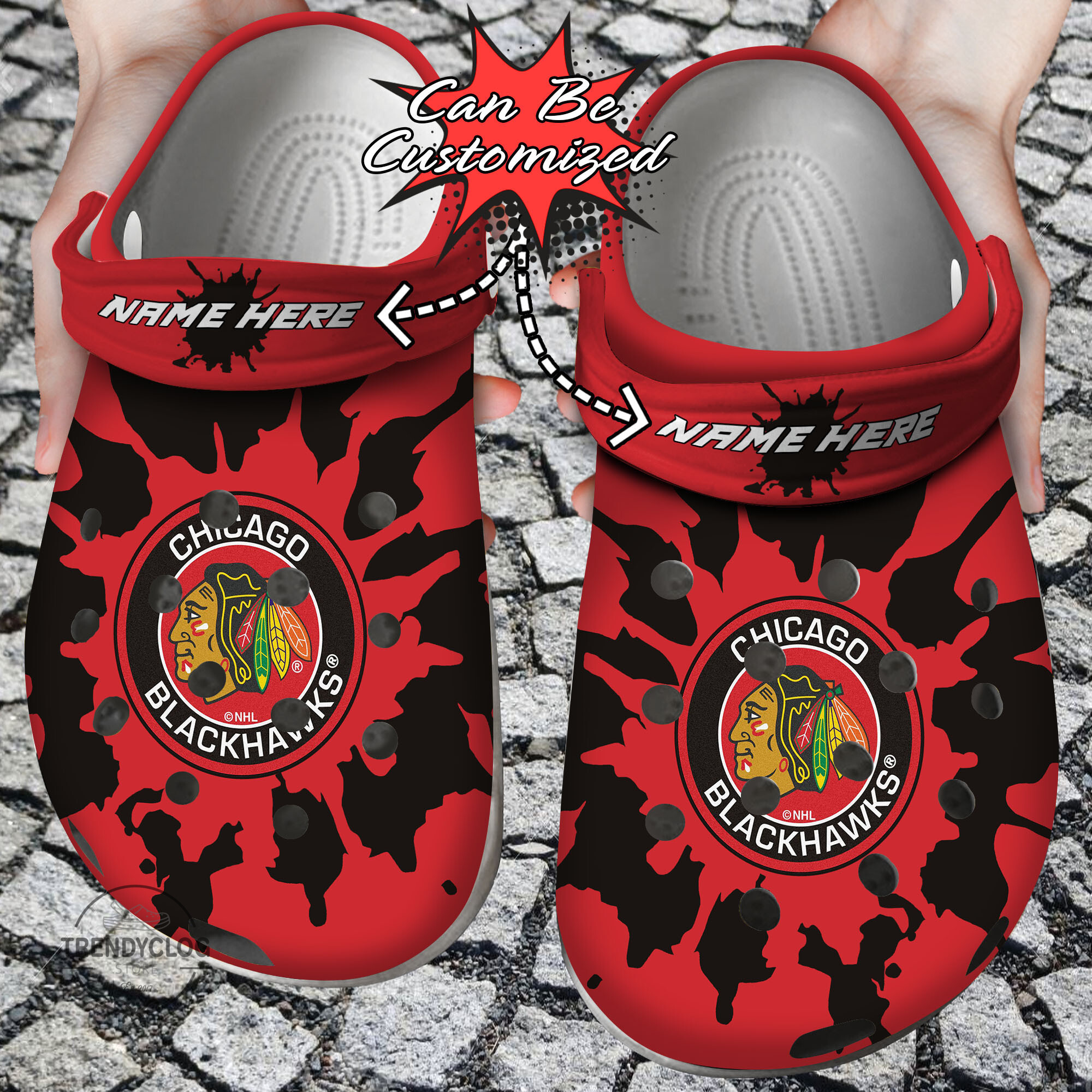 Hockey Personalized CBlackhawks Color Splash Clog Shoes