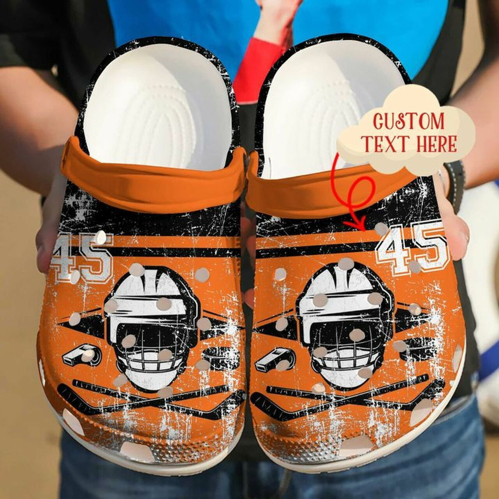Hockey Personalized Helmet 102 Gift For Lover Rubber clog Shoes Comfy Footwear