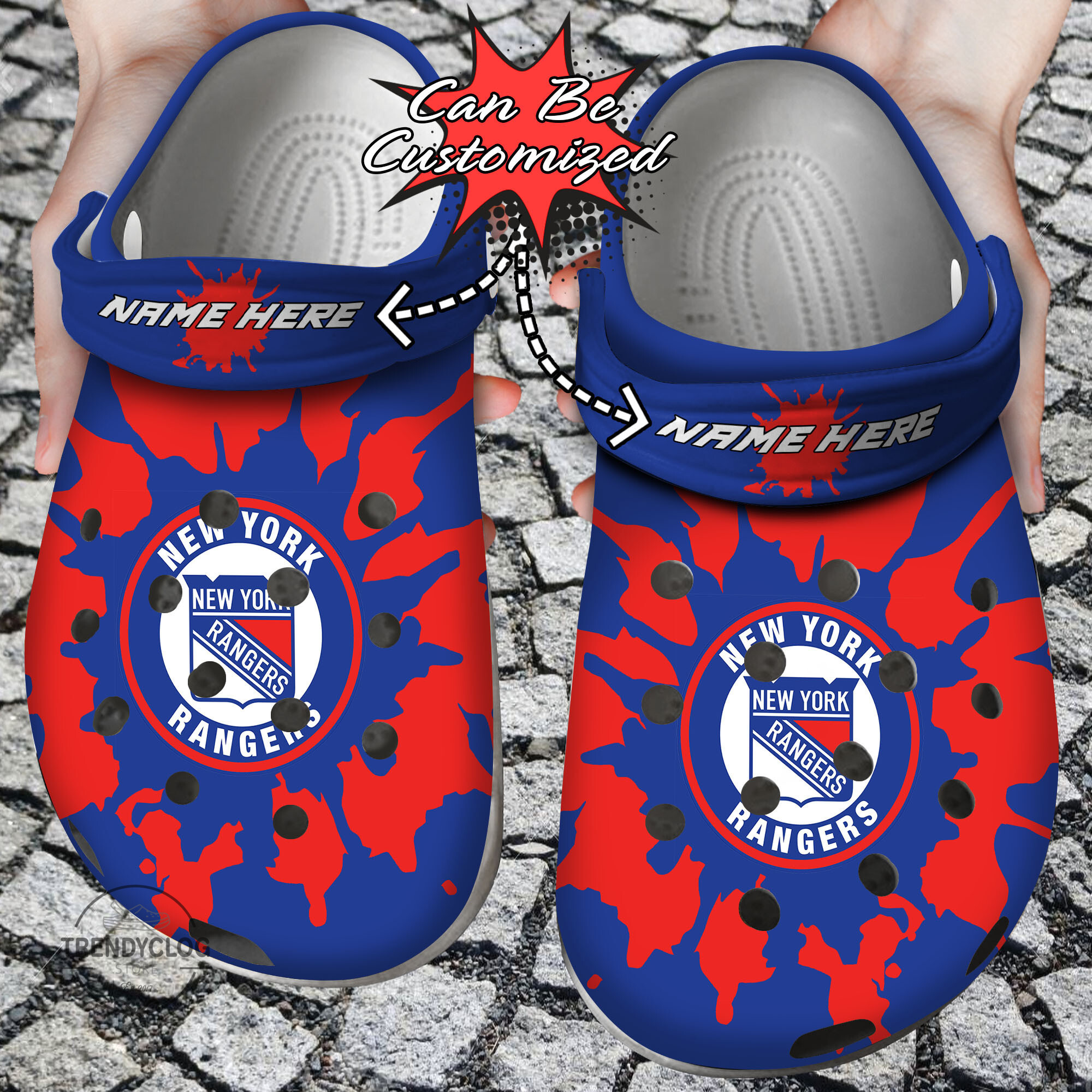 Hockey Personalized NY Rangers Color Splash Clog Shoes