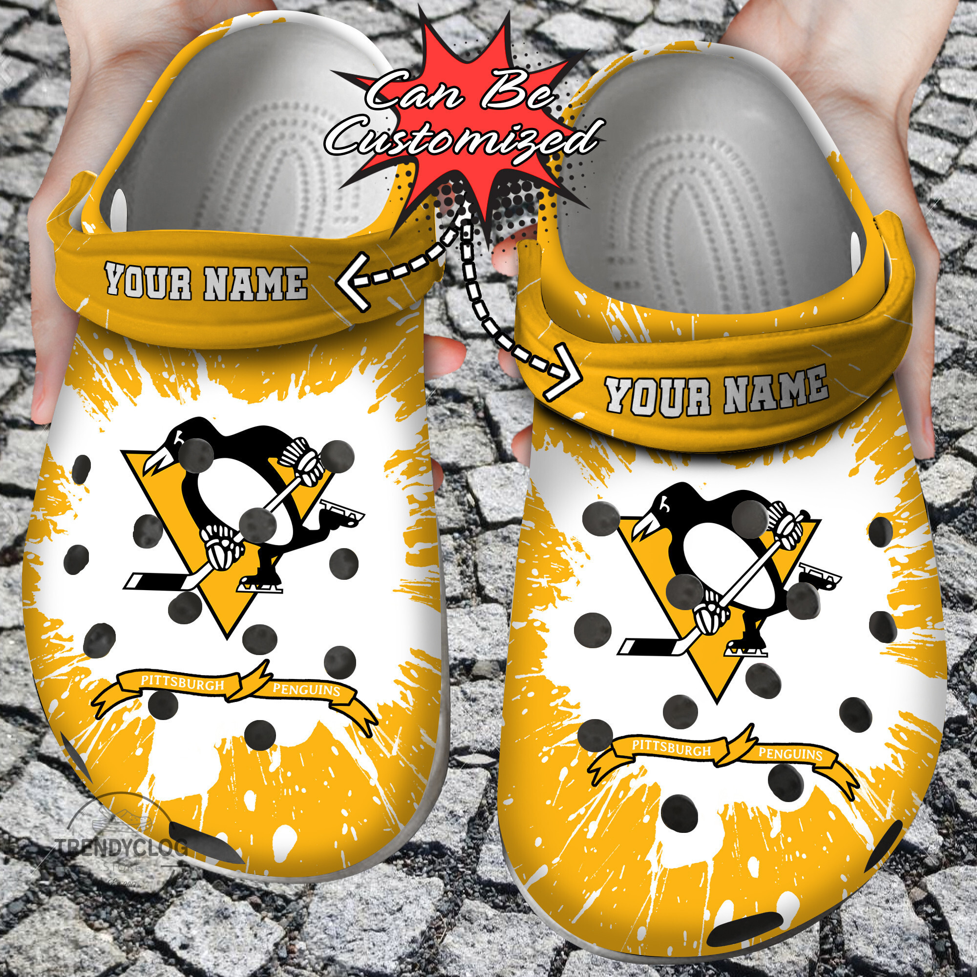 Hockey Personalized PPenguins Team Clog Shoes