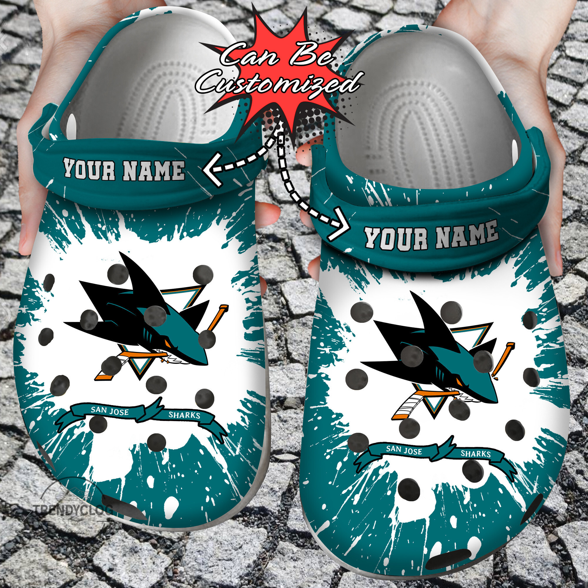 Hockey Personalized SJ Sharks Team Clog Shoes