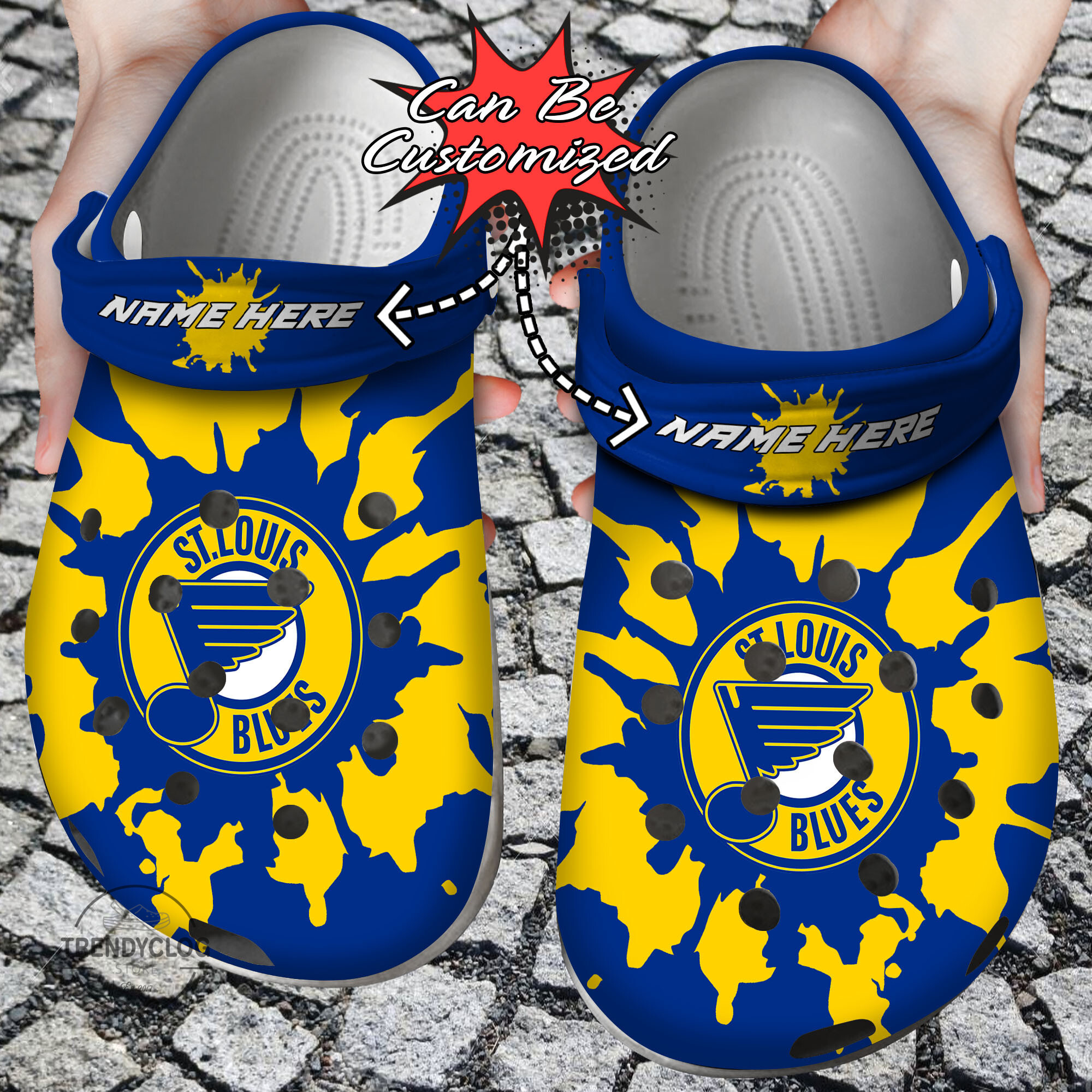 Hockey Personalized StLouis Blues Color Splash Clog Shoes