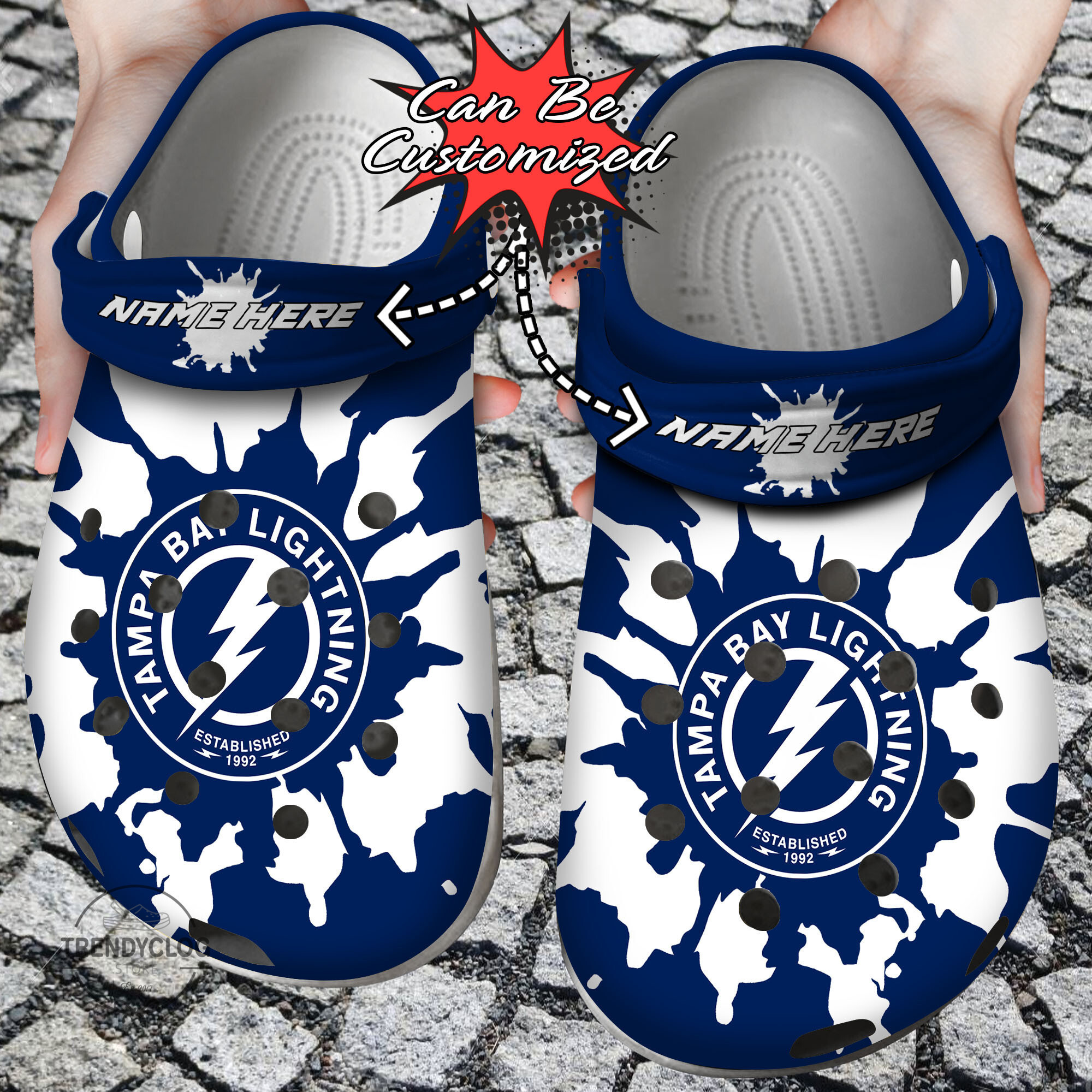Hockey Personalized TB Lightning Color Splash Clog Shoes