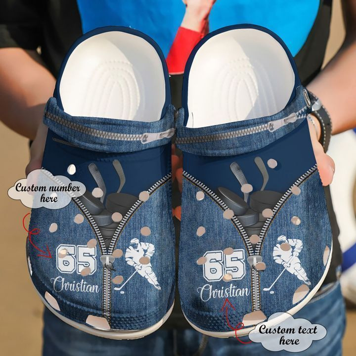 Hockey Personalized Zipper Classic Clogs Shoes